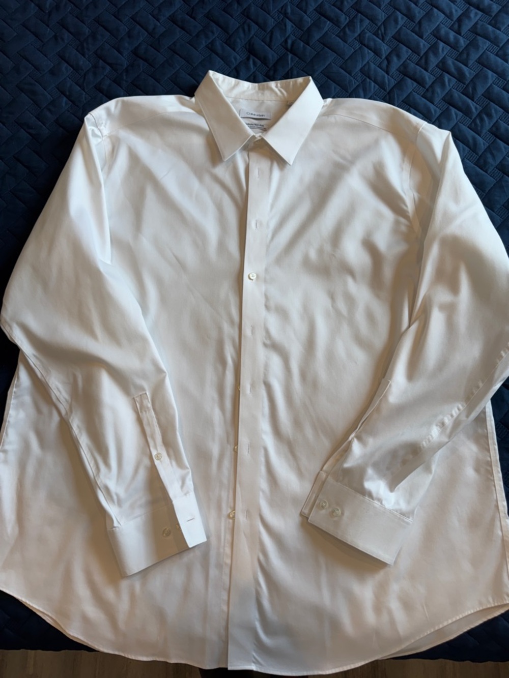 Calvin Klein Men's White Long-Sleeve Dress Shirt